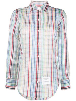 Thom Browne micro gingham silk organza shirt - Multicolour