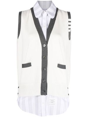 Thom Browne Milano stitch oxford shirt cardigan combo - White