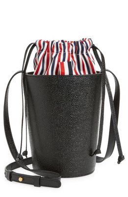 Thom Browne Mini Calfskin Leather Bucket Bag in Black