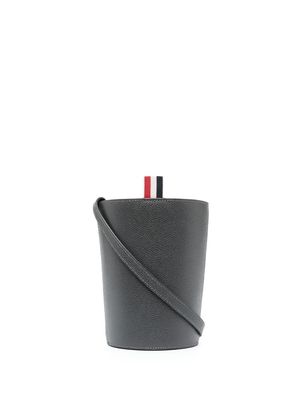 Thom Browne mini drawstring-top leather bucket bag - Grey