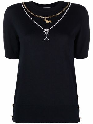 Thom Browne Mrs. Thom and Hector necklace knit top - Blue