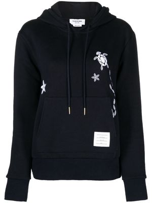 Thom Browne Nautical embroidery cotton hoodie - Blue
