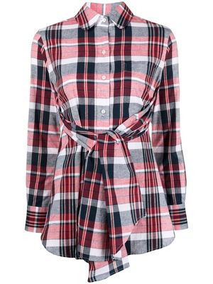 Thom Browne open-back twisted check shirt - Red