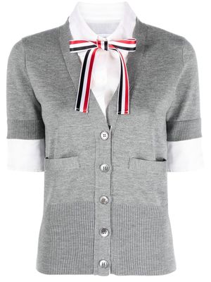Thom Browne organza round collar shirt cardigan top - Grey
