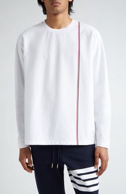 Thom Browne Oversize Long Sleeve Cotton T-Shirt in White