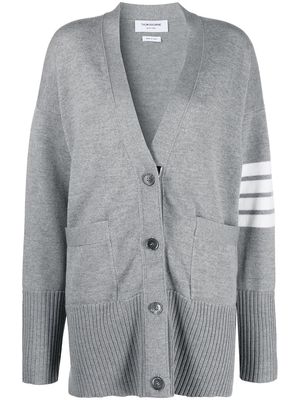 Thom Browne oversized 4-Bar stripe cardigan - Grey