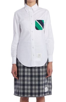 Thom Browne Oxford Stripe Pocket Button-Down Shirt in White