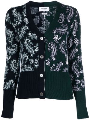 Thom Browne paisley-print merino-wool cardigan - Green