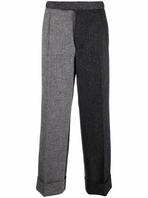 THOM BROWNE panelled wool trousers - Grey