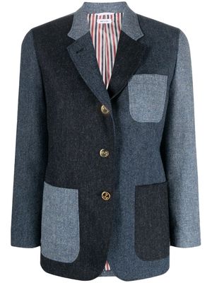 Thom Browne patchwork Donegal tweed blazer - Blue