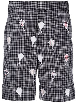 Thom Browne patchwork kite embroidered shorts - Blue