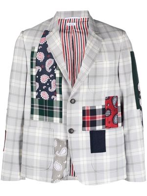 Thom Browne patchwork tartan-printed blazer - Grey