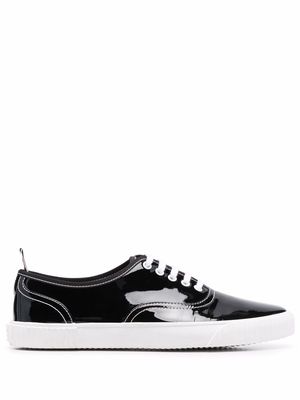 Thom Browne patent leather low-top sneakers - Black