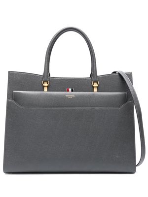 Thom Browne pebble grain leather tote bag - Grey