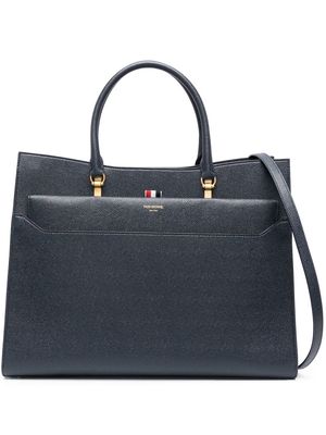Thom Browne pebbled-leather Duet tote - Blue