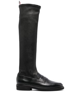 Thom Browne penny loafer knee-high boots - Black