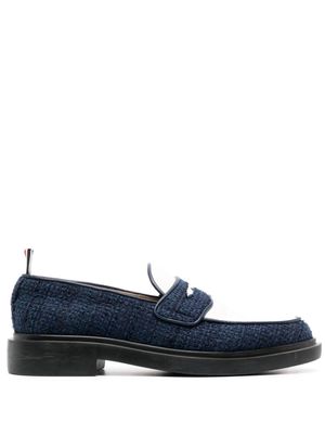 Thom Browne penny-slot tweed loafers - Blue