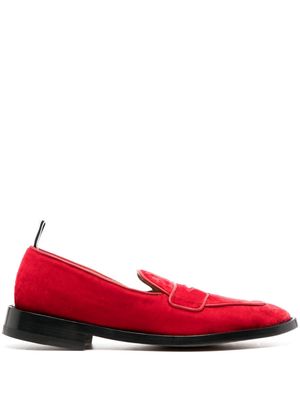 Thom Browne penny-slot velvet loafers - Red