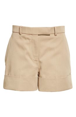 Thom Browne Piece Dyed Cotton Gabardine Sack Shorts in Khaki