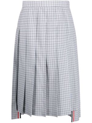 Thom Browne plaid-check pleated wool skirt - White