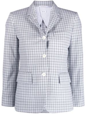 Thom Browne plaid-check single-breasted wool blazer - White