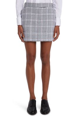 Thom Browne Plaid Cotton Blend Tweed Miniskirt in Medium Grey