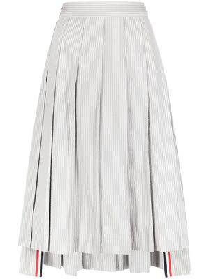 Thom Browne pleated asymmetric midi skirt - Grey