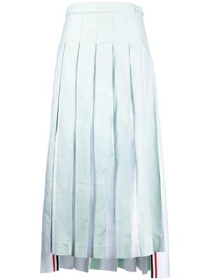 Thom Browne pleated cotton midi skirt - Green