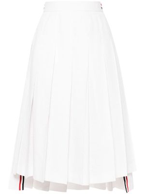 Thom Browne pleated cotton midi skirt - White