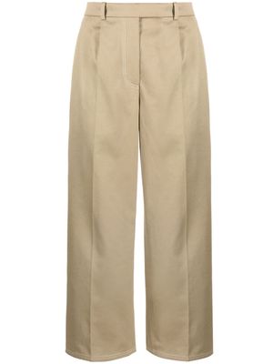 Thom Browne pleated cropped cotton trousers - Neutrals
