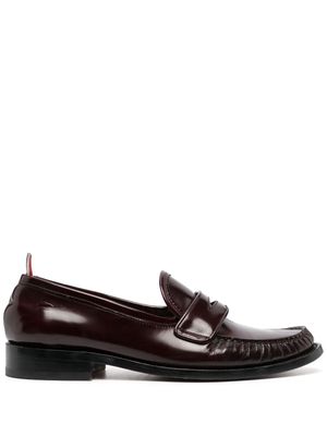 Thom Browne pleated leather penny loafers - Red