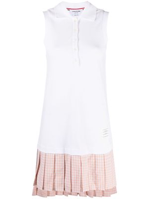 Thom Browne pleated-panel polo dress - White