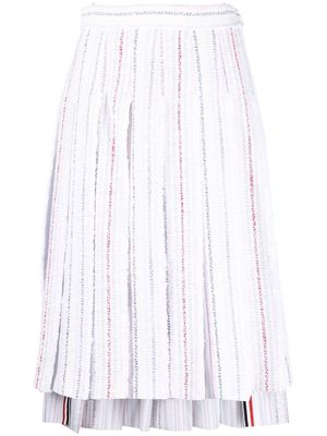 Thom Browne pleated tweed midi skirt - Grey