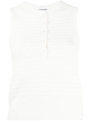 Thom Browne point stitch sleeveless top - White