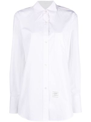 Thom Browne pointed-collar logo-patch shirt - White