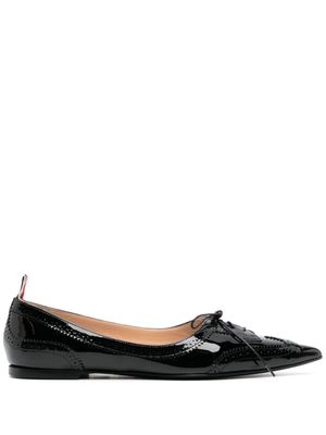 Thom Browne pointed-toe leather loafers - Black