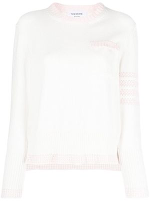 Thom Browne pointelle-knit 4-Bar jumper - White