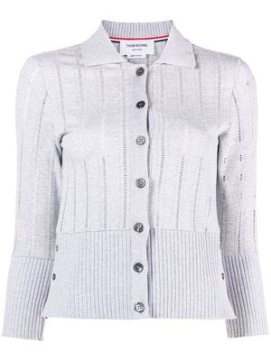 Thom Browne pointelle-knit cotton cardigan - Grey