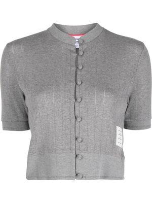 Thom Browne pointelle short-sleeve cardigan - Grey