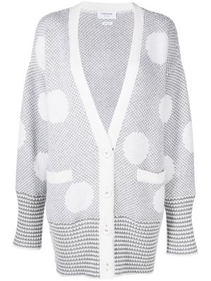 Thom Browne polka-dot jacquard cashmere cardigan - Grey