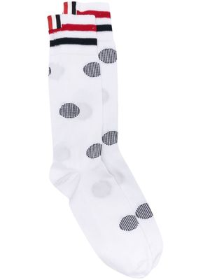 Thom Browne polka-dot striped socks - White