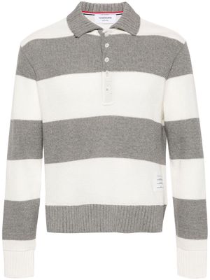 Thom Browne polo collar striped jumper - Grey