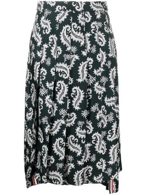 Thom Browne printed silk skirt - Green