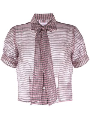 Thom Browne pussy-bow check-pattern blouse - White