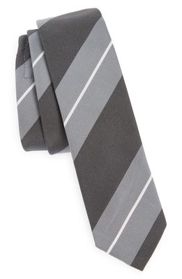 Thom Browne Repp Stripe Silk & Cotton Tie in Medium Grey