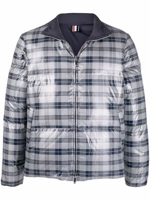 Thom Browne reversible tartan puffer jacket - Grey