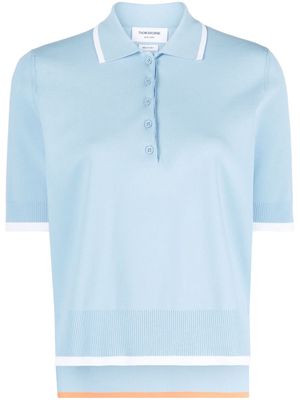 Thom Browne rib-stitch boxy polo shirt - Blue
