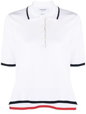 Thom Browne rib-stitch boxy polo shirt - White