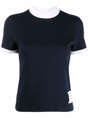 Thom Browne ribbed-edge cotton T-shirt - Blue