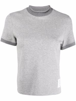 Thom Browne ribbed-edge cotton T-shirt - Grey